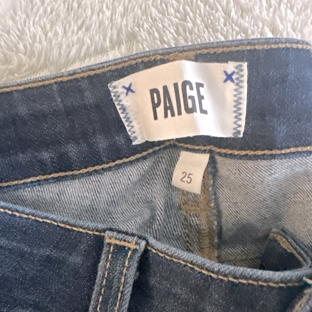 PAIGE Dark Blue Distressed Skinny Jeans - Picture 2 of 4